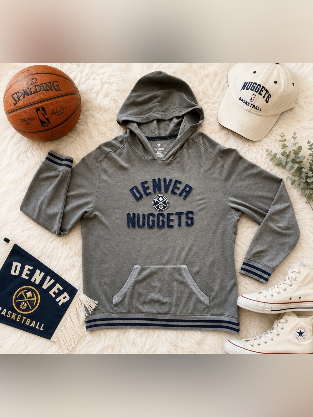 Fanatics Denver Nuggets Hoodie Gray Menโs XL Basketball Pullover Sweatshirt
